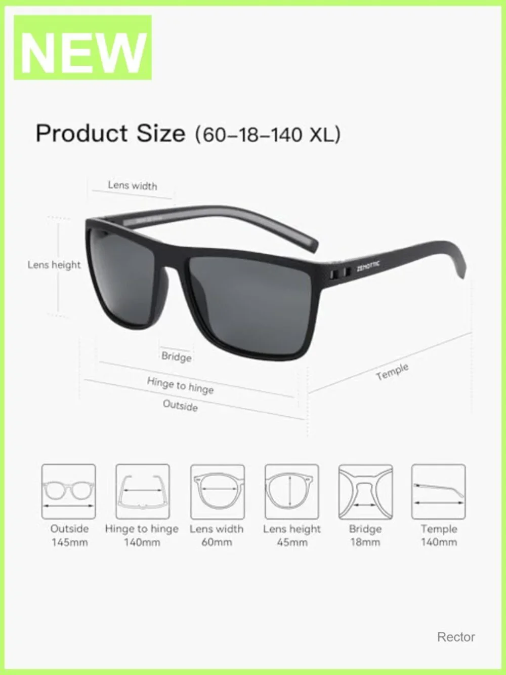 Polarized Sunglasses for Men UV400 TR90 Frame Lightweight Square Sun Glasses